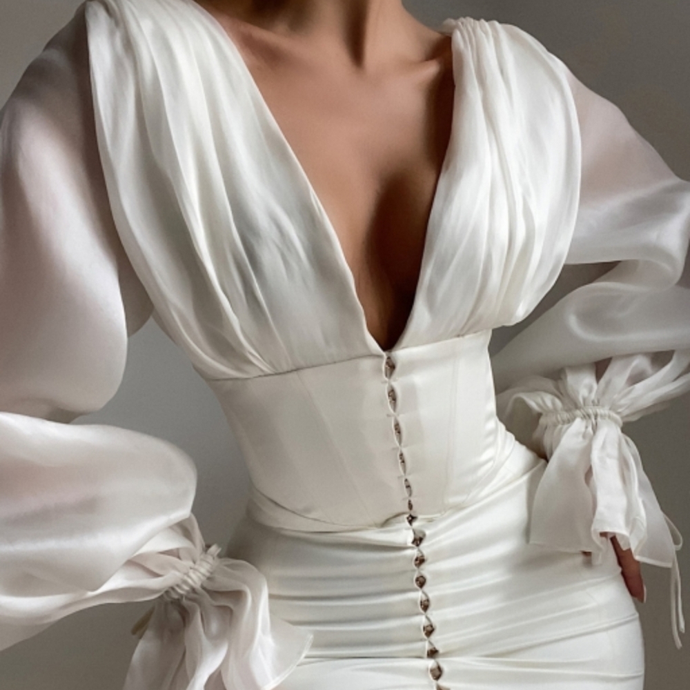 Matilda ivory corset balloon sleeve dress